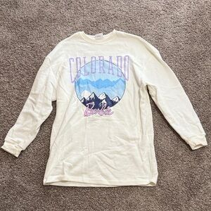 Barbie Cream Pajama Top with Blue and Purple Graphic